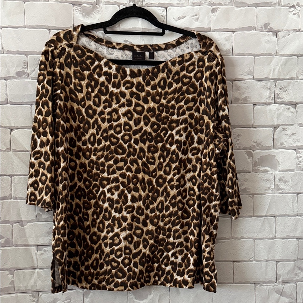 Rafaella Brown Leopard Print Tunic Top